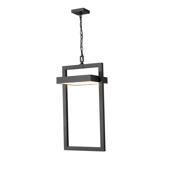 Z-Lite Matte Black/Brushed Nickel Luttrel 1-Light Outdoor Chain Mount Ceiling Fixture