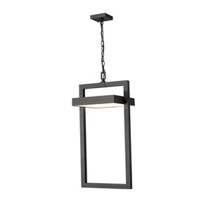 Z-Lite Matte Black/Brushed Nickel Luttrel 1-Light Outdoor Chain Mount Ceiling Fixture