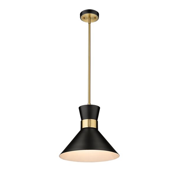 Z-Lite Matte Black/Heritage Brass Soriano 1-Light Pendant Light 728P13 ...