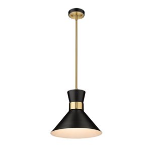 Z-Lite Matte Black/Heritage Brass Soriano 1-Light Pendant Light