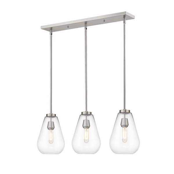 Z-Lite Brushed Nickel Glass Ayra 3-Light Kitchen Island Luminaire