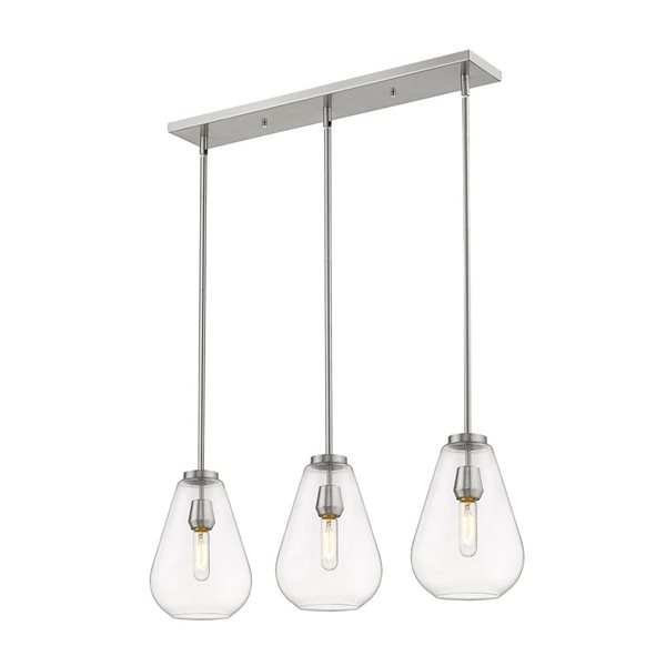 Z-Lite Brushed Nickel Glass Ayra 3-Light Kitchen Island Luminaire