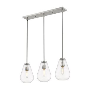 Z-Lite Brushed Nickel Glass Ayra 3-Light Kitchen Island Luminaire