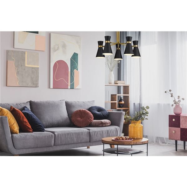 Z-Lite Matte Black/Heritage Brass Metal Soriano 5-Light Chandelier