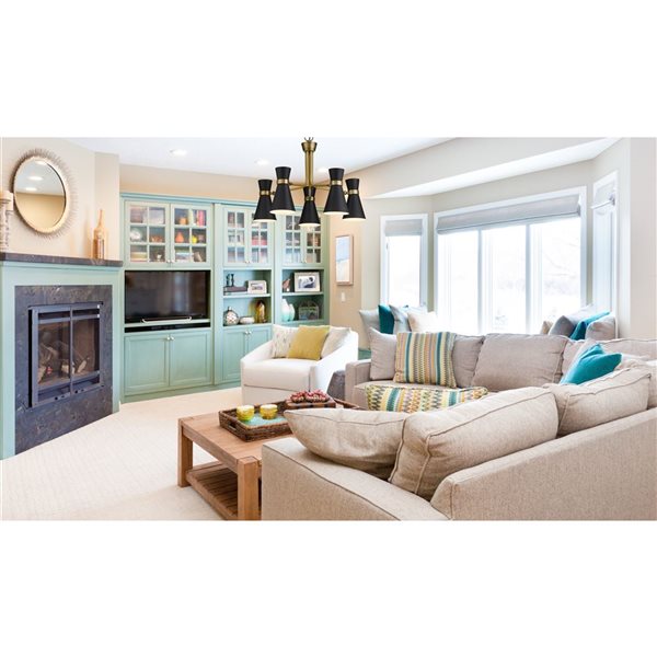 Z-Lite Matte Black/Heritage Brass Metal Soriano 5-Light Chandelier