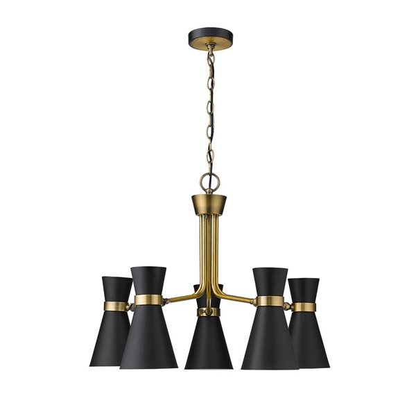 Z-Lite Matte Black/Heritage Brass Metal Soriano 5-Light Chandelier