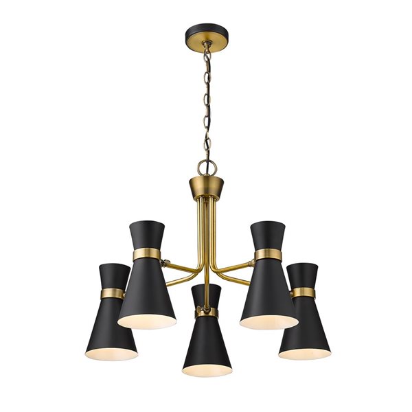 Z-Lite Matte Black/Heritage Brass Metal Soriano 5-Light Chandelier