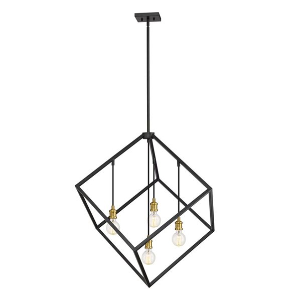 Z-Lite Matte Black/Brushed Nickel Vertical 4-Light Pendant Light