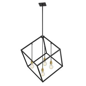 Z-Lite Matte Black/Brushed Nickel Vertical 4-Light Pendant Light