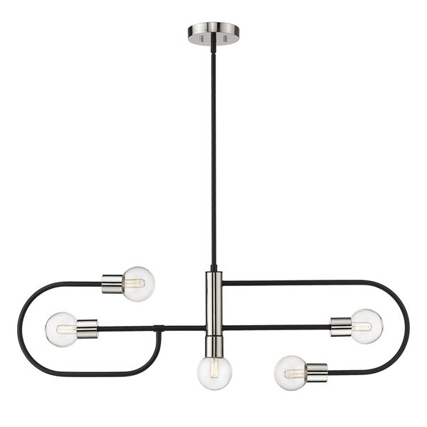 Z-Lite Matte Black/Polished Nickel Glass Neutra 5-Light Chandelier