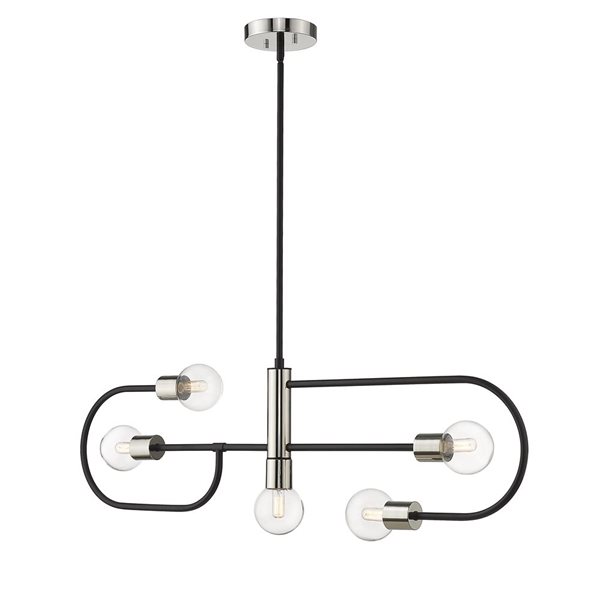 Z-Lite Matte Black/Polished Nickel Glass Neutra 5-Light Chandelier