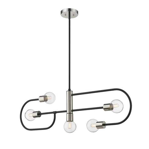 Z-Lite Matte Black/Polished Nickel Glass Neutra 5-Light Chandelier