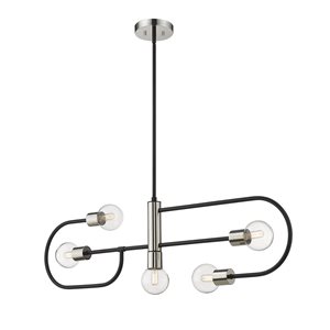 Z-Lite Matte Black/Polished Nickel Glass Neutra 5-Light Chandelier