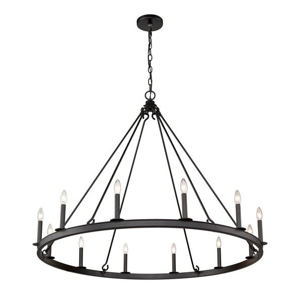 Z-Lite Matte Black Metal Barclay 12-Light Chandelier