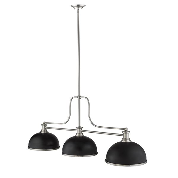 Z-lite Cobalt Matte Black 3-Light Billiard Table Pendant Light