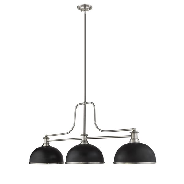 Z-lite Cobalt Matte Black 3-Light Billiard Table Pendant Light