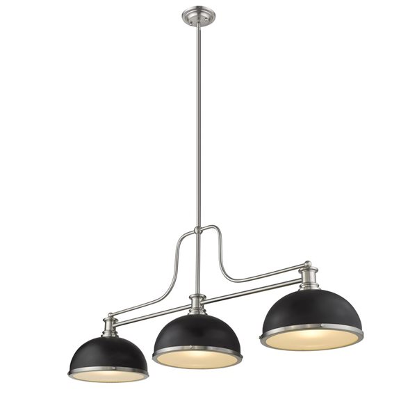 Z-lite Cobalt Matte Black 3-Light Billiard Table Pendant Light