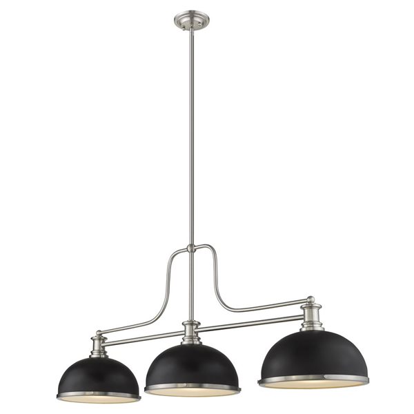 Z-lite Cobalt Matte Black 3-Light Billiard Table Pendant Light