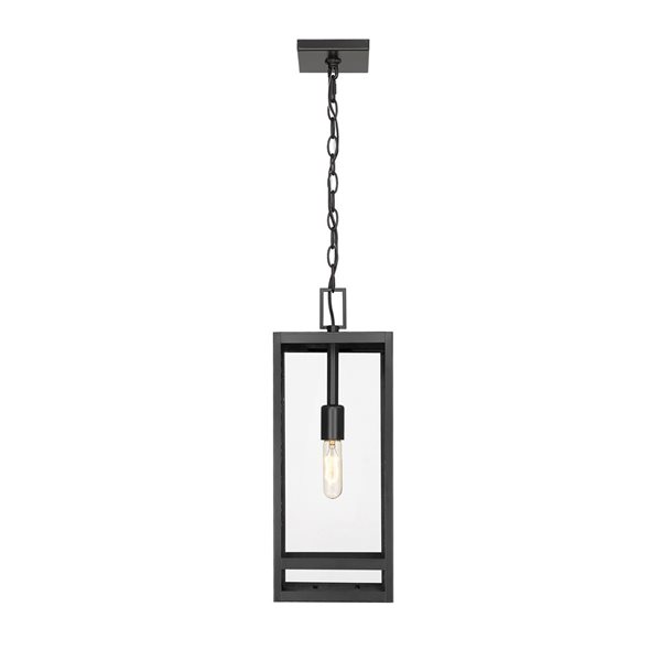 Z-Lite Matte Black/Foundry Brass Nuri 1-Light Outdoor Chain Mount Ceiling Fixture