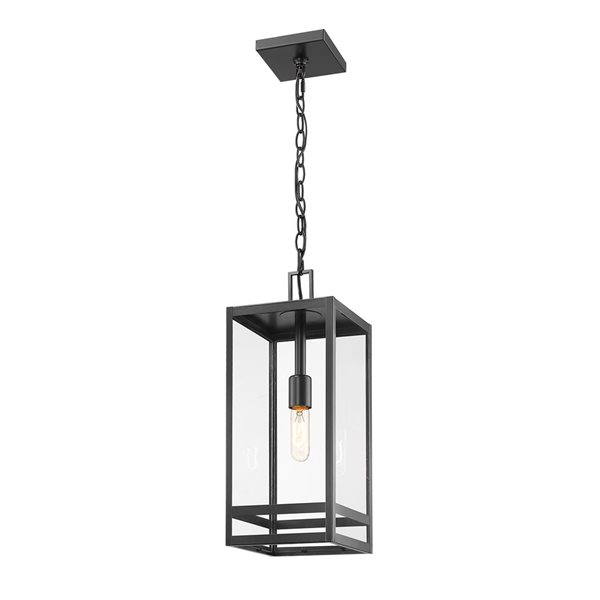 Z-Lite Matte Black/Foundry Brass Nuri 1-Light Outdoor Chain Mount Ceiling Fixture