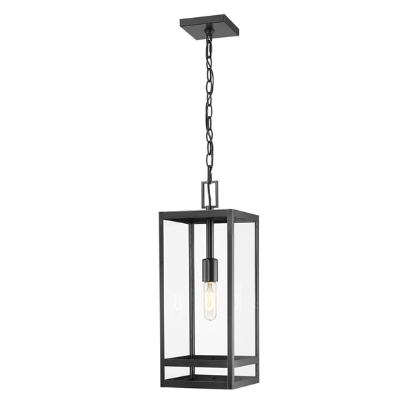 Z-Lite Matte Black/Foundry Brass Nuri 1-Light Outdoor Chain Mount Ceiling Fixture