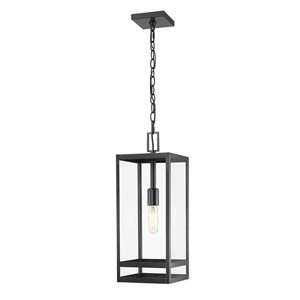 Z-Lite Matte Black/Foundry Brass Nuri 1-Light Outdoor Chain Mount Ceiling Fixture