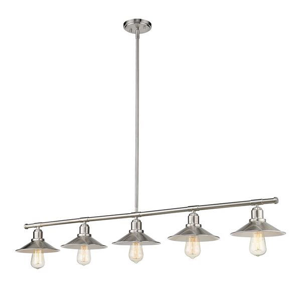 Z-Lite Brushed Nickel Metal Casa 5-Light Kitchen Island/Billiard Table Pendant Light