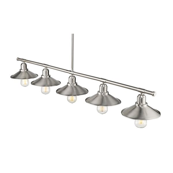 Z-Lite Brushed Nickel Metal Casa 5-Light Kitchen Island/Billiard Table Pendant Light