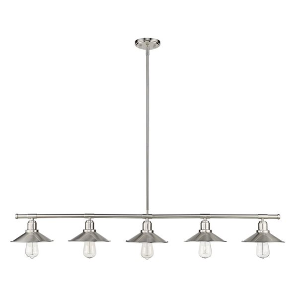 Z-Lite Brushed Nickel Metal Casa 5-Light Kitchen Island/Billiard Table Pendant Light