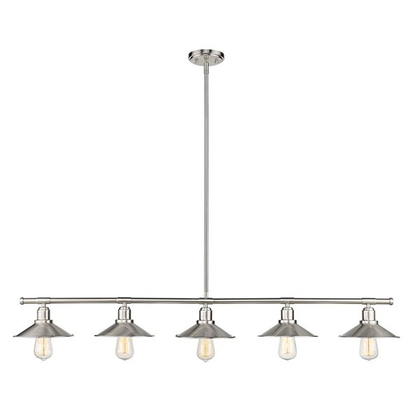 Z-Lite Brushed Nickel Metal Casa 5-Light Kitchen Island/Billiard Table Pendant Light