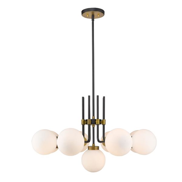 Z-Lite Matte Black/Old Brass Glass Parsons 9-Light Chandelier