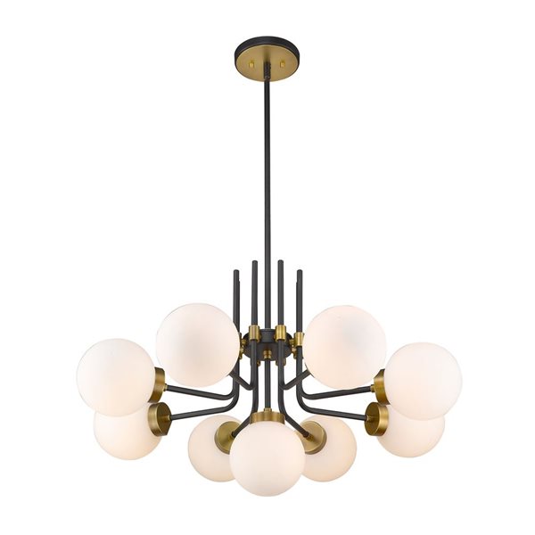 Z-Lite Matte Black/Old Brass Glass Parsons 9-Light Chandelier