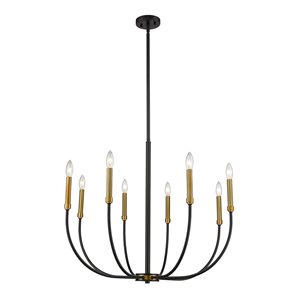 Z-Lite Matte Black/Old Brass Metal Haylie 8-Light Chandelier