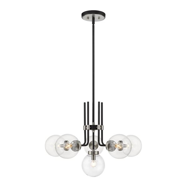 Z-Lite Matte Black/Brushed Nickel Glass Parsons 6-Light Chandelier