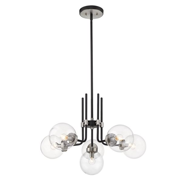 Z-Lite Matte Black/Brushed Nickel Glass Parsons 6-Light Chandelier