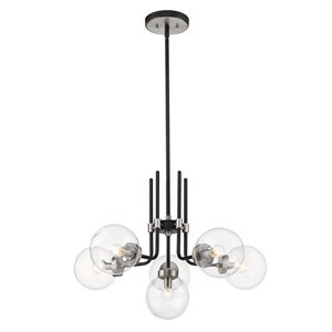 Z-Lite Matte Black/Brushed Nickel Glass Parsons 6-Light Chandelier