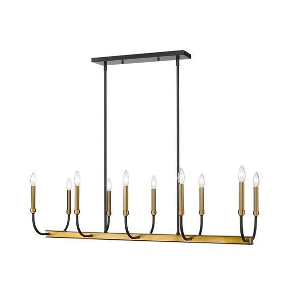 Z-Lite Matte Black/Old Brass Metal Haylie 10-Light Chandelier