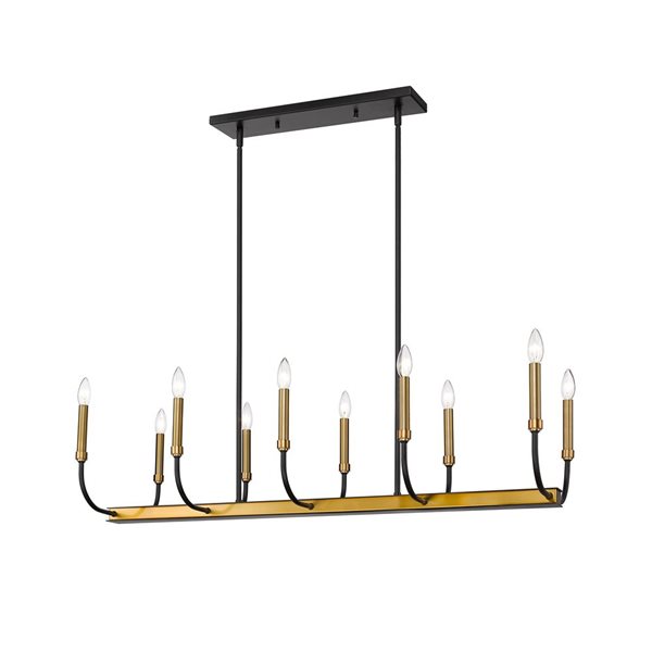 Z-Lite Matte Black/Old Brass Metal Haylie 10-Light Chandelier