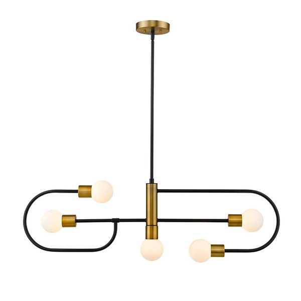 Z-Lite Matte Black/Foundry Brass Glass Neutra 5-Light Chandelier