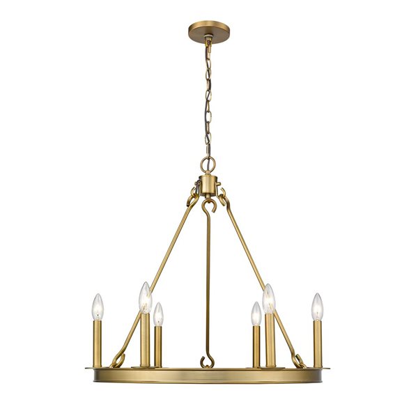 Z-Lite Old Brass Metal Barclay 6-Light Chandelier 482R-6OBR | RONA