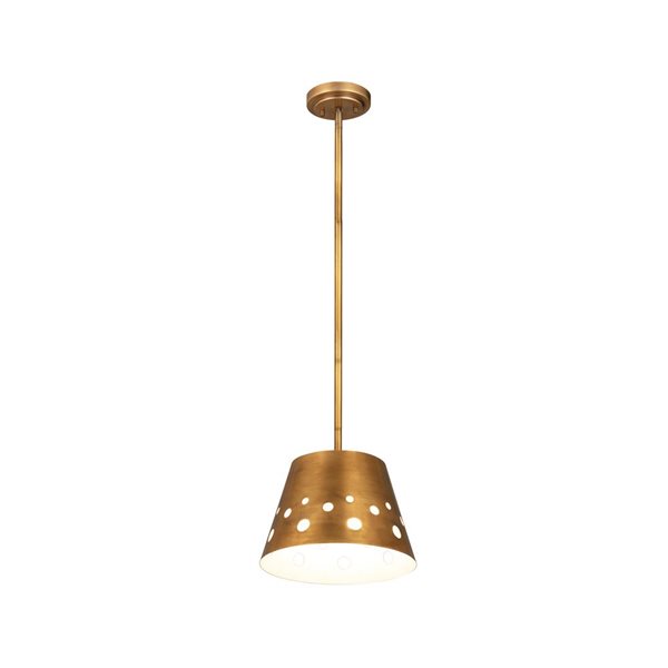 Z-Lite Rubbed Brass Metal Katie 1-Light Chandelier 6014-12RB