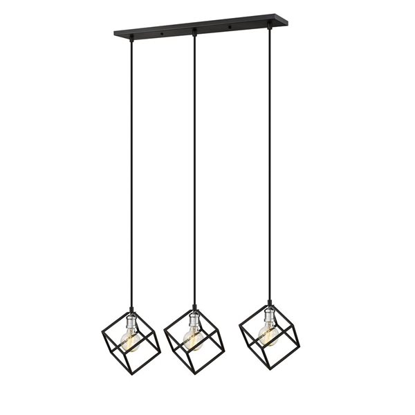 Z-Lite Matte Black/Brushed Nickel Metal Vertical 3-Light Kitchen Island Luminaire