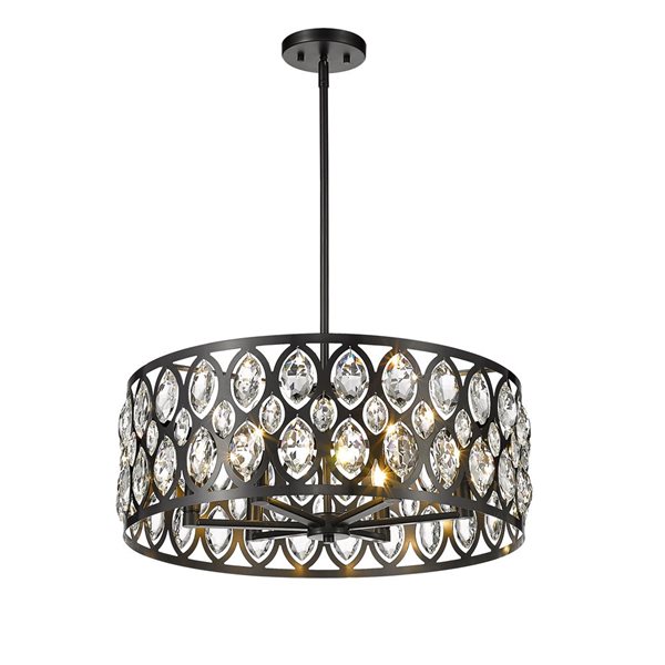 Z-Lite Matte Black Metal Dealey 6-Light Chandelier