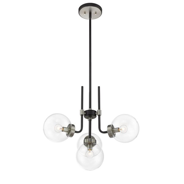 Z-Lite Matte Black/Brushed Nickel Glass Parsons 4-Light Chandelier