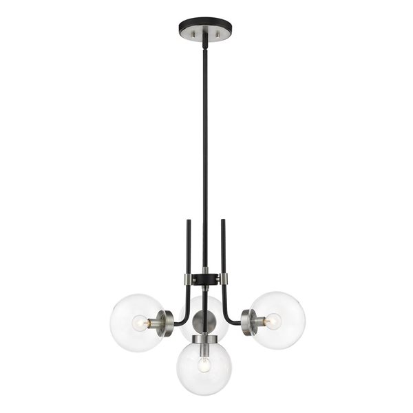 Z-Lite Matte Black/Brushed Nickel Glass Parsons 4-Light Chandelier