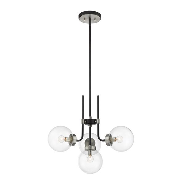 Z-Lite Matte Black/Brushed Nickel Glass Parsons 4-Light Chandelier