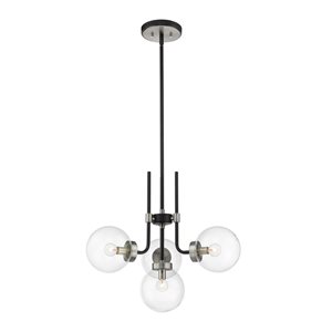 Z-Lite Matte Black/Brushed Nickel Glass Parsons 4-Light Chandelier