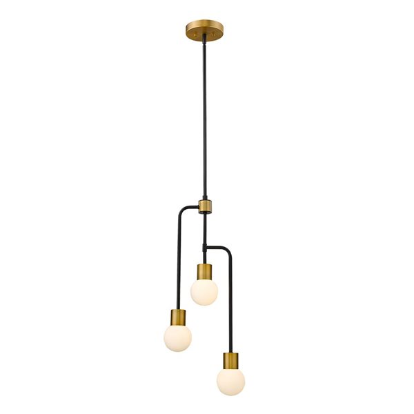 Z-Lite Matte Black/Foundry Brass Glass Neutra 3-Light Chandelier