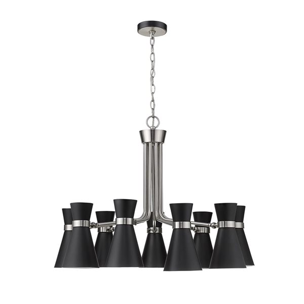 Z-Lite Matte Black/Brushed Nickel Metal Soriano 9-Light Chandelier