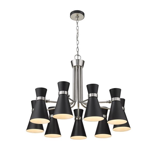 Z-Lite Matte Black/Brushed Nickel Metal Soriano 9-Light Chandelier